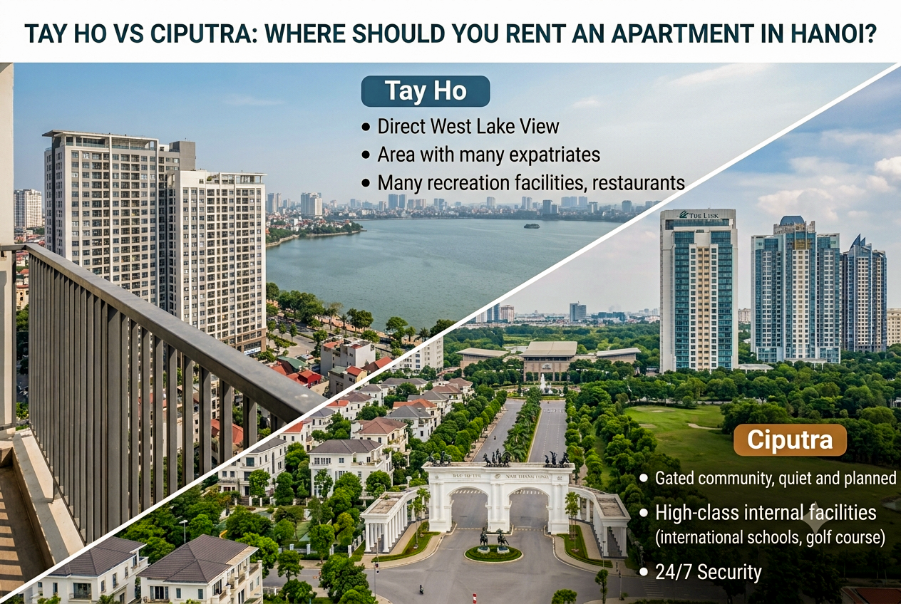 Tay Ho vs Ciputra vs Vinhomes Riverside: Where Should You Rent a Villa in Hanoi?