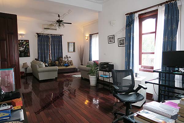 Tay Ho Villa for rent with outdoor Pool, courtyard, open surrounding, hard wood floor 24