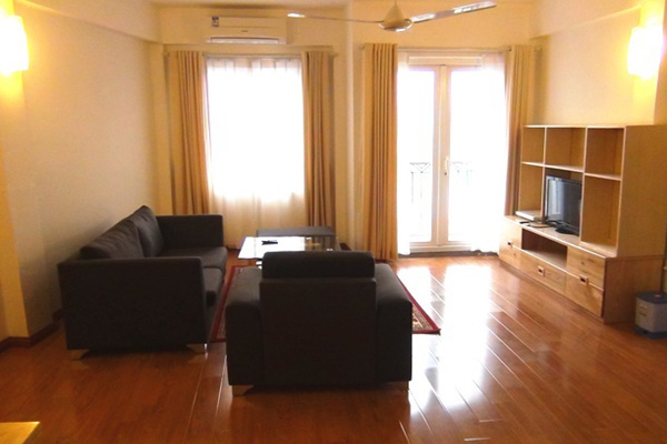 Two bedroom lake view apartment for rent in Pham Huy Thong str, Ba Dinh Dist.